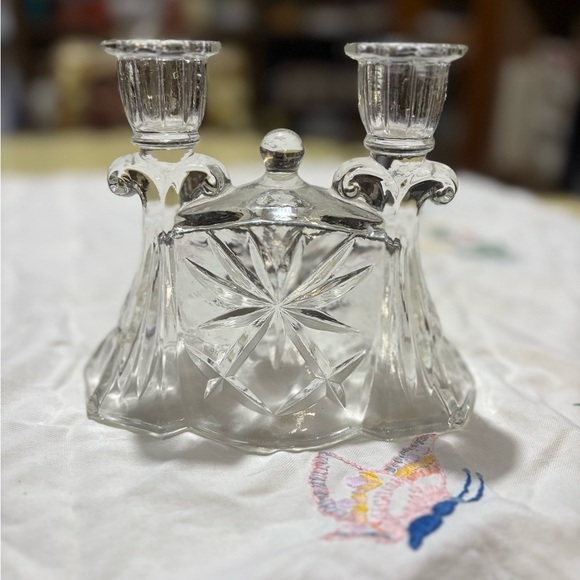 Vintage Anchor Hocking Clear Glass Candle Holder - Picture 1 of 8
